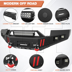 Front and Rear Bumper Combo, Full Width Offroad Bumper Set for 2011-2014 GMC Sierra 2500/3500 POFENZE