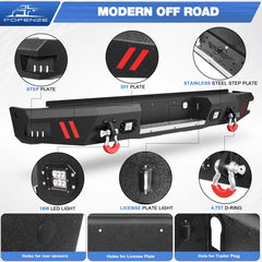 Front and Rear Bumper Combo, Full Width Offroad Bumper Set for 2014-2015 GMC Sierra 1500 POFENZE