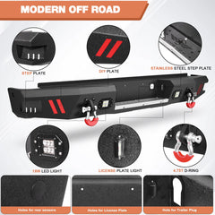 Front and Rear Bumper Combo, Full Width Offroad Bumper Set for 2016 2017 2018 GMC Sierra 1500 POFENZE