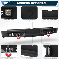 Front and Rear Bumper Set for 2000-2006 Toyota Tundra Full-Width Off Road Steel Bumper w/Winch Plate, Lights, D-rings POFENZE