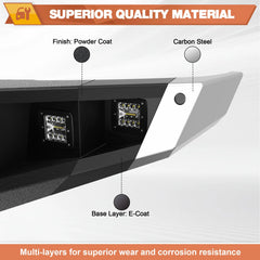 Front and Rear Bumper, Full Width Offroad Bumper w/Winch Plate, 144W Light Bar, 6x18w Fog Lights, D-rings, License Plate Bracket for 2015-2017 Ford F150 (Excluding Raptor/Ecoboost) POFENZE