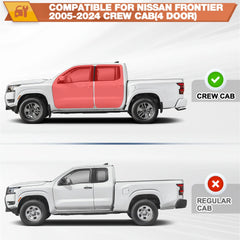 Frontier Running Boards Two Raised Side Step Compatible for Nissan Frontier 2005-2024 Crew Cab(4 Door), 2 Stairs Step Rails Powder Coated Black Carbon Steel Nerf Bars POFENZE