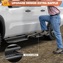 Frontier Running Boards Two Raised Side Step Compatible for Nissan Frontier 2005-2024 Crew Cab(4 Door), 2 Stairs Step Rails Powder Coated Black Carbon Steel Nerf Bars POFENZE