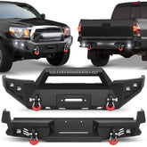 Heavy Duty Front and Rear Bumper For 2005-2015 Toyota Tacoma Front or Rear Truck Bumper w/ Winch & LED Lights & D-Ring POFENZE