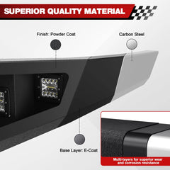 Heavy Duty Front and Rear Bumper For 2005-2015 Toyota Tacoma Front or Rear Truck Bumper w/ Winch & LED Lights & D-Ring POFENZE