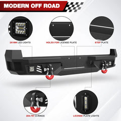 Heavy Duty Front and Rear Bumper For 2005-2015 Toyota Tacoma Front or Rear Truck Bumper w/ Winch & LED Lights & D-Ring POFENZE