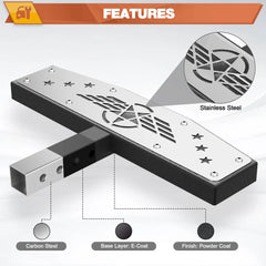 Hitch Step 2 inch Receiver with Anti-Theft Lock Stabilizer Plate Titch Bumper Guard with Pin Lock, Textured Black Reflector Stainless Steel Construction 600LBS Maximum Load POFENZE