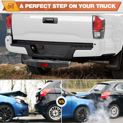 Hitch Step 2 inch Receiver with Anti-Theft Lock Stabilizer Plate Titch Bumper Guard with Pin Lock, Textured Black Reflector Stainless Steel Construction 600LBS Maximum Load POFENZE