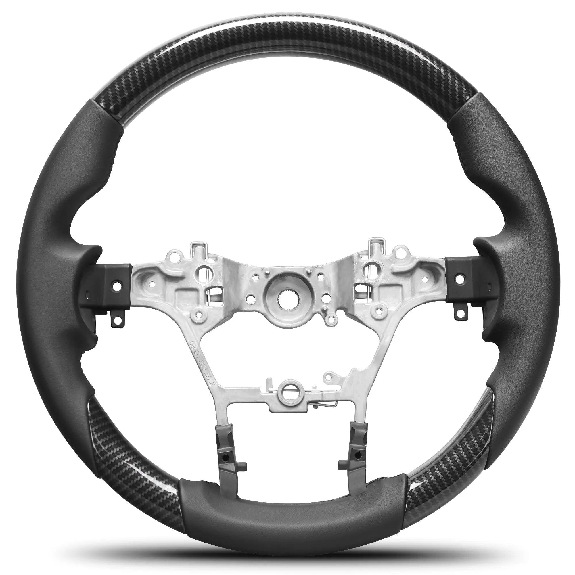 Hydro-Dip Carbon Fiber Steering Wheel For Toyota Hilux/Revo/fortuner 2015-2022 D-shaped With stitching Nappa Perforated Leather Flat-bottom Steering Wheel POFENZE