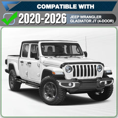 Jeep Gladiator Running Boards Side Steps for 2020-2026 Jeep Gladiator JT(4 Doors Only) Black Nerf Bars