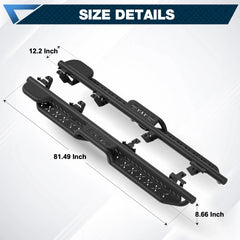 Jeep Gladiator Running Boards Side Steps for 2020-2026 Jeep Gladiator JT(4 Doors Only) Black Nerf Bars