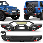 Jeep JL Front Bumper and Rear Bumper Set for 2019-2026 Jeep Wrangler JL JLU with Winch Plate - POFENZE