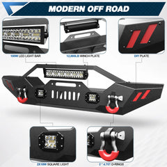 Jeep JL Front Bumper and Rear Bumper Set for 2019-2026 Jeep Wrangler JL JLU with Winch Plate - POFENZE