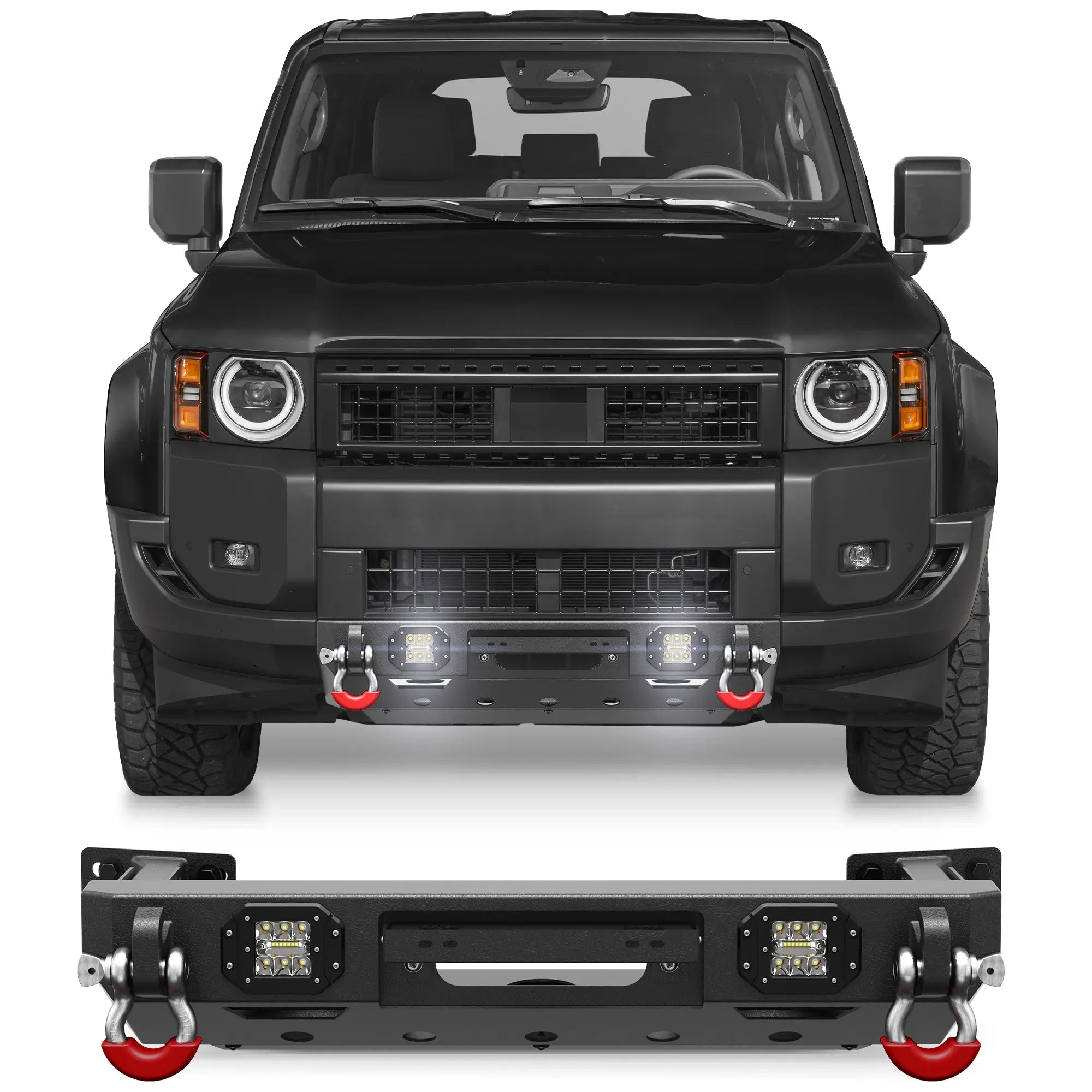 LC250 Front Bumper for 2024 2025 2026 Toyota Land Cruiser LC250 Medium Width Steel Bumper POFENZE