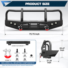 Toyota Land Cruiser LC80 front bumper brush guard side view, 1992-1997 fitment POFENZE