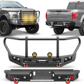 POFENZE F150 Front and Rear Bumper Set with Grille Guard for 2015 2016 2017 Ford F150 POFENZE