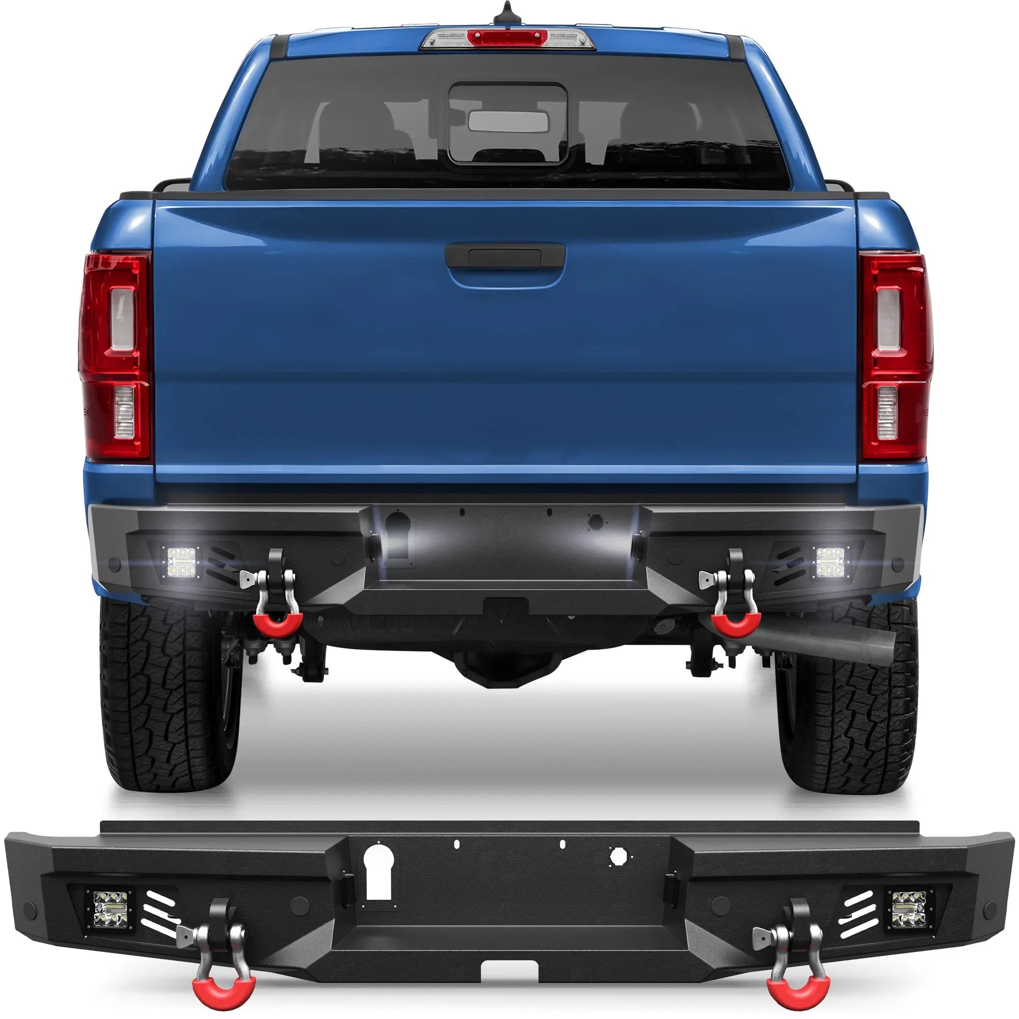 POFENZE Fits 2019 2020 2021 2022 2023 Ford Ranger Rear Bumper Offroad Bumper POFENZE