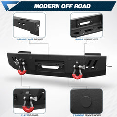 POFENZE For 2022 2023 2024 2025 Toyota Tundra Front and Rear Bumper Set Full-Width Off Road Steel Bumper w/Winch Plate, Lights, D-rings POFENZE