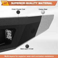 POFENZE Front Bumper + Rear Bumper Combo Compatible with 2007-2013 Silverado 1500 Textured Black Pickup Bumper w/Winch Plate POFENZE