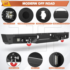 POFENZE Front Bumper + Rear Bumper Combo Compatible with 2007-2013 Silverado 1500 Textured Black Pickup Bumper w/Winch Plate POFENZE