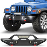 POFENZE Front Bumper for 1987-2006 Jeep Wrangler YJ TJ LJ, Winch Ready Steel Off-Road Bumper POFENZE