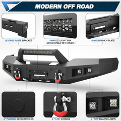 POFENZE Front Bumper for 1997-2003 Ford F-150, Winch Ready Steel Bumper with LED Lights POFENZE