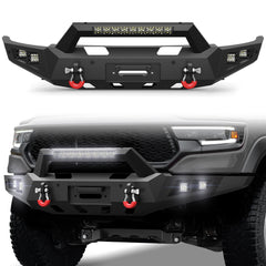 POFENZE Front Bumper for 2021-2025 Ram 1500 TRX, Winch Ready Steel Bumper with LED Lights POFENZE