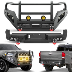POFENZE Front & Rear Bumper Set with Grille Guard for 2016-2023 Toyota Tacoma 3rd Gen POFENZE