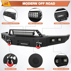 POFENZE Heavy Duty Chevy Silverado Front and Rear Bumper with Winch Plate for 2014-2015 Silverado 1500 Off Road Bumpers Fit Silverado 1500 POFENZE