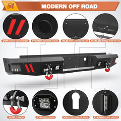 POFENZE Heavy Duty Chevy Silverado Front and Rear Bumper with Winch Plate for 2014-2015 Silverado 1500 Off Road Bumpers Fit Silverado 1500 POFENZE