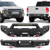 POFENZE Heavy Duty Silverado Front and Rear Bumper with Winch Plate for 2014-2015 Silverado 1500 Truck Bumpers Fit Silverado 1500 POFENZE