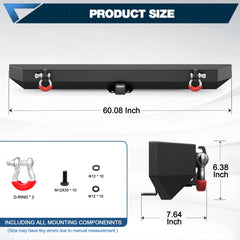 POFENZE Rear Bumper for 1987-2006 Jeep Wrangler YJ TJ LJ POFENZE