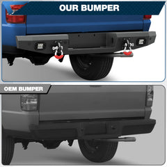 POFENZE Rear Bumper for 1993-2011 Ford Ranger, Full Width Steel Bumper with Step & LED Lights POFENZE
