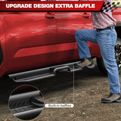 POFENZE Running Boards Two Raised Step Compatible with 2022-2024 Toyota Tacoma Crew Cab with 4 Full-Size Doors POFENZE