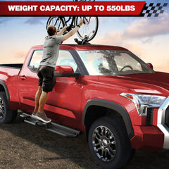 POFENZE Running Boards Two Raised Step Compatible with 2022-2024 Toyota Tacoma Crew Cab with 4 Full-Size Doors POFENZE