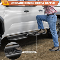 POFENZE Running Boards Two Raised Step Compatible with 2024-2025 Toyota Tacoma Crew Cab with 4 Full-Size Doors POFENZE