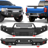 POFENZE Silverado 1500 Front Bumper and Rear Bumper Set for 2007-2013 Chevy Silverado 1500 Pickup Truck with Winch Plate - POFENZE