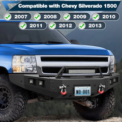 POFENZE Silverado 1500 Front Bumper and Rear Bumper Set for 2007-2013 Chevy Silverado 1500 Pickup Truck with Winch Plate - POFENZE