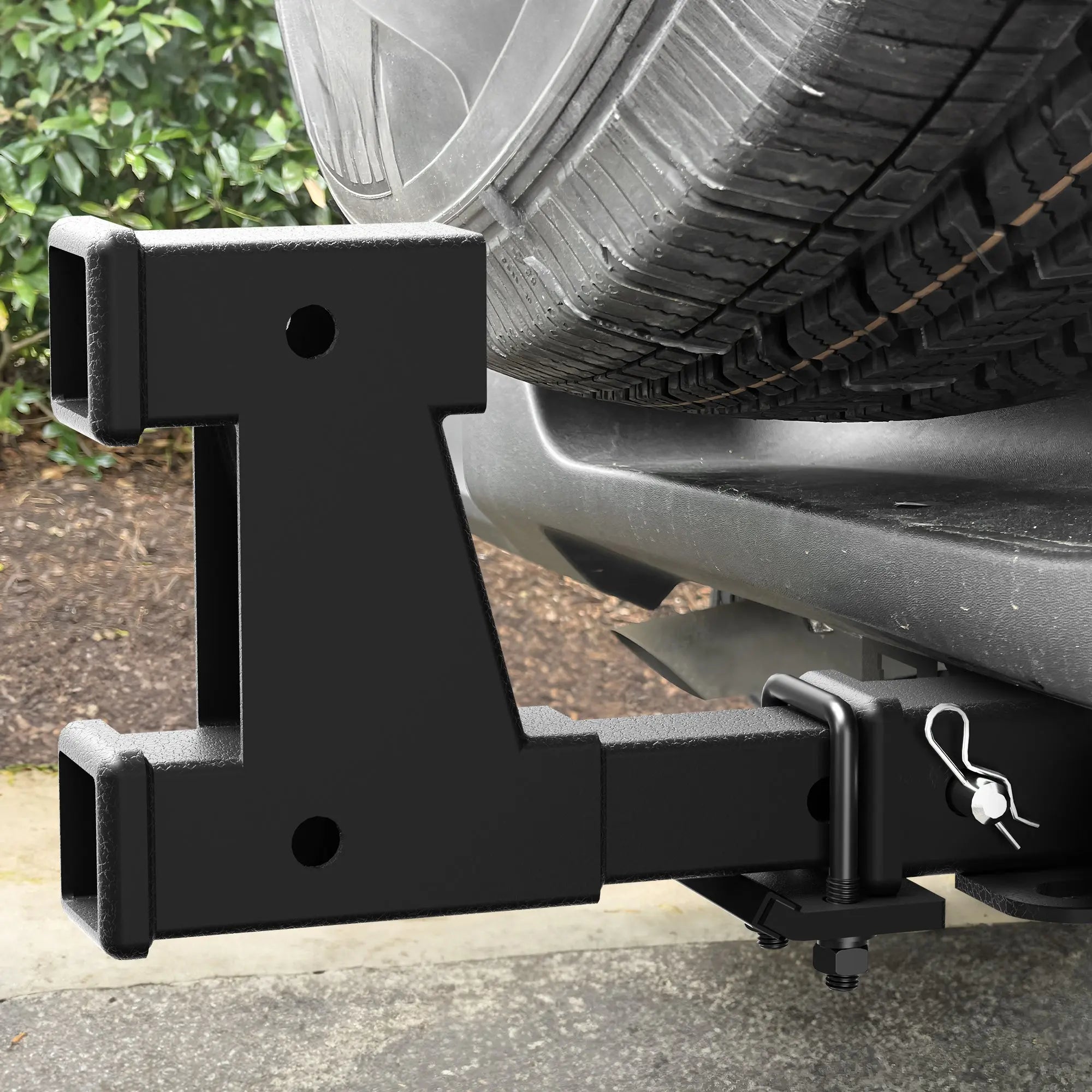 POFENZE Trailer Hitch for 2 Inch Receiver Adjustable 7.3"-9.3" Extension with Hitch Receiver with 5/8 inch Bolt Nut Clip 4000 lbs Matte Black POFENZE