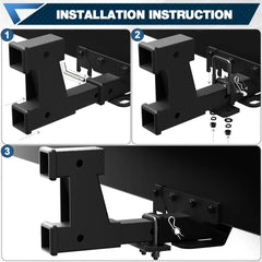 POFENZE Trailer Hitch for 2 Inch Receiver Adjustable 7.3"-9.3" Extension with Hitch Receiver with 5/8 inch Bolt Nut Clip 4000 lbs Matte Black POFENZE