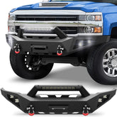 Pickup Truck Front Bumper Compatible with 2015-2019 Chevy Silverado 2500 3500 HD Off-Road Bumper Equipped with Winch Plate, Sensor Holes - POFENZE