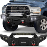 POFENZE Front Bumper Installed on 2019-2026 Dodge Ram 2500 3500 – Compatible Fitment with D-Rings and License Plate Bracket