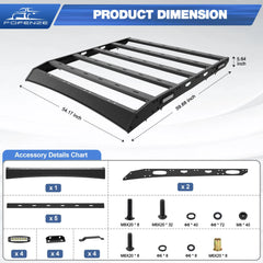 Ram 1500 Roof Rack Top Cargo Carrier Heavy Duty Roof Rack Cross Bars with Side LED Lights Compatible with 2009-2018 Dodge Ram 1500 POFENZE