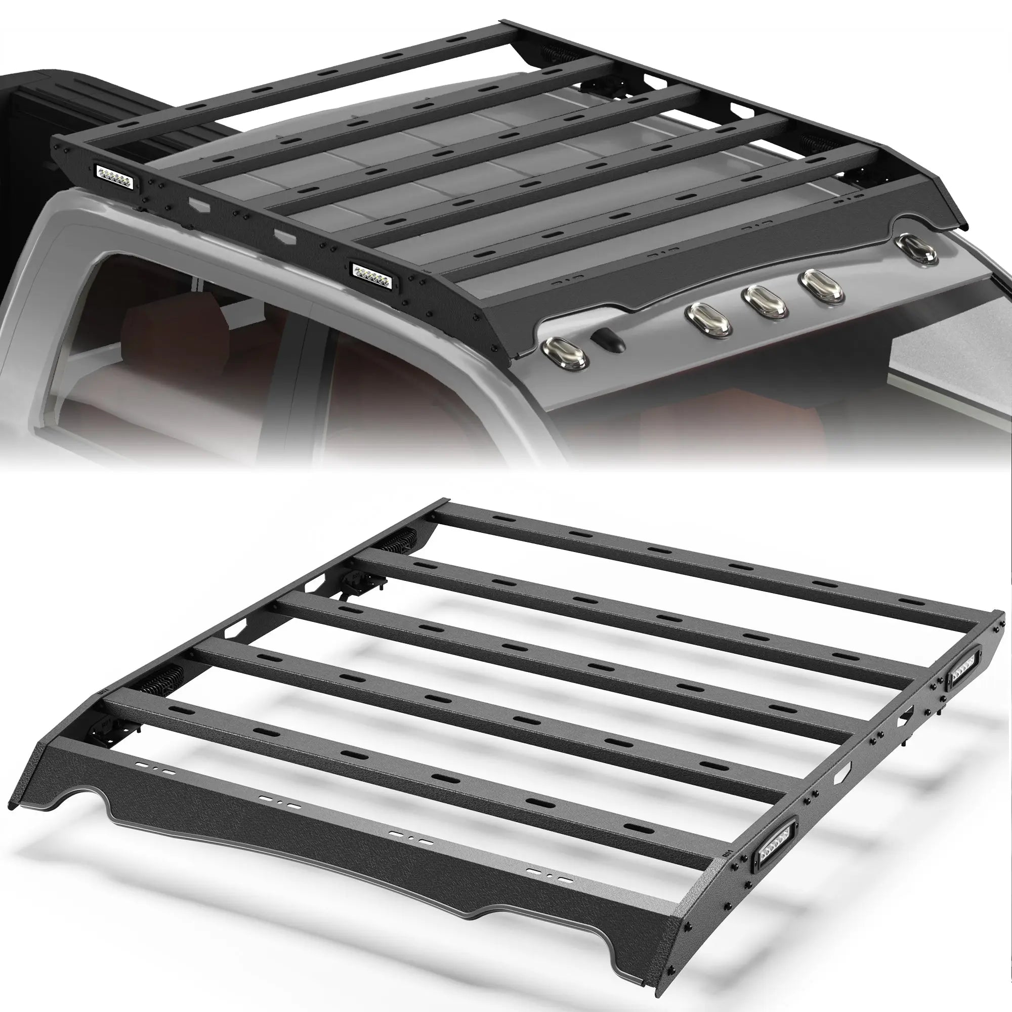Ram 2500 Roof Rack for 2010-2018 Ram 2500 Crew Cab Overlanding Rooftop Crossbar Cargo Basket Carrier - POFENZE