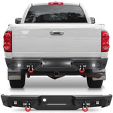 Ram Rear Bumper Full Width Offroad Bumper w/Step Plate, 2x18w Lights, D-rings, License Plate Lights for 2002-2008 Dodge Ram 1500 and 2003-2009 Dodge Ram 2500/3500 Pickup Trucks POFENZE