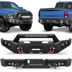 Ram Rebel Bumper Fits 2015-2016-2017-2018 Ram 1500 Rebel Bumper Combo Steel Front and Rear Bumper w/Winch Plate LED Lights