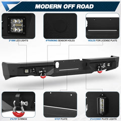 Ram Rebel Bumper Fits 2015-2016-2017-2018 Ram 1500 Rebel Bumper Combo Steel Front and Rear Bumper w/Winch Plate LED Lights