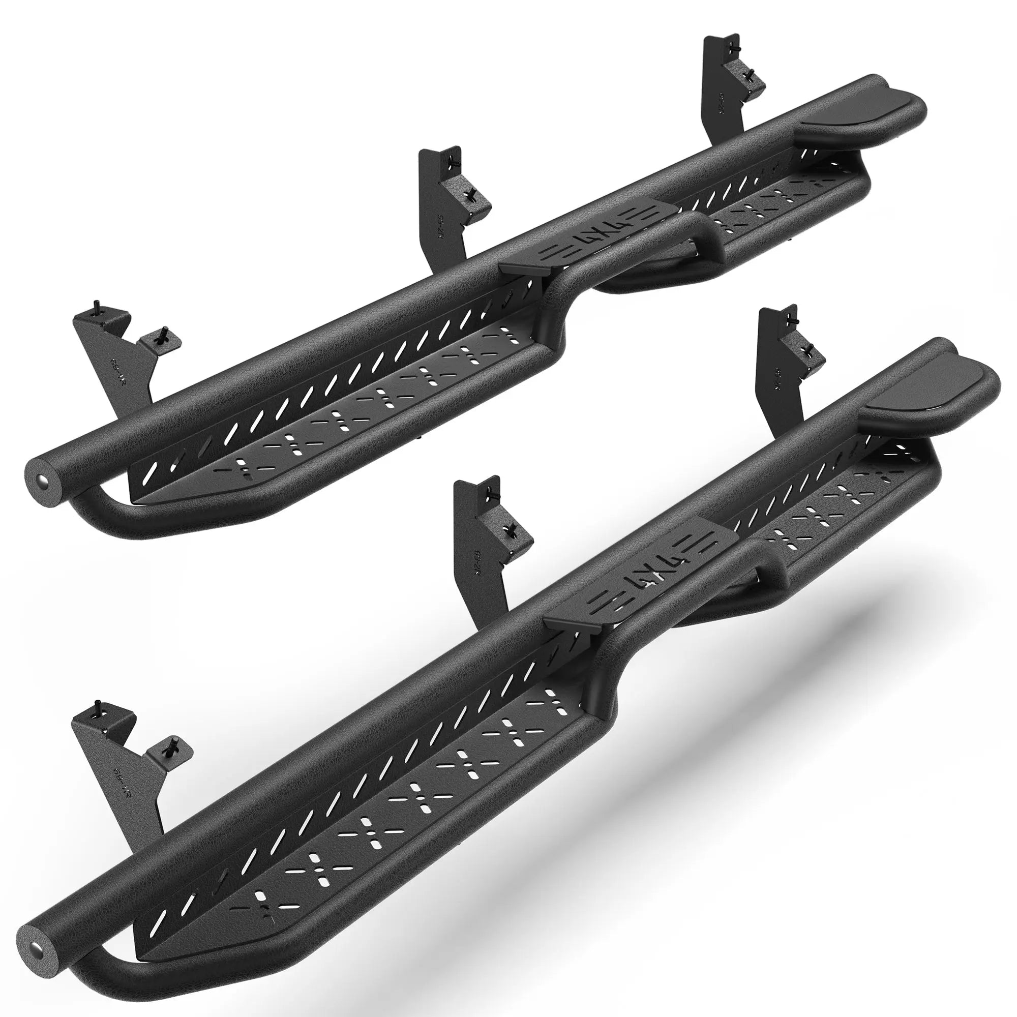 Ranger Running Boards Two Raised Side Step Ford Ranger 2019-2024 SuperCrew(4 Door), 2 Stairs Step Rails Powder Coated Black Carbon Steel Nerf Bars POFENZE