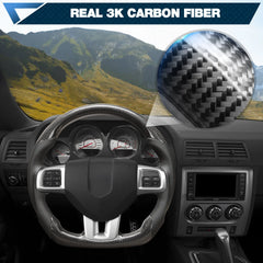 Real Carbon Fiber Steering Wheel For Dodge Charger Challenger Durango 2011-2014 D-shaped Nappa Perforated Leather Flat-bottom Steering Wheel Grip Hand-Stitched POFENZE