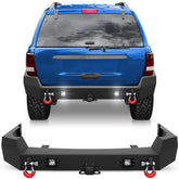 Rear Bumper Compatible with 2nd Gen Grand Cherokee WJ 1999-2004 Textured Black Off-road Back Bumper POFENZE